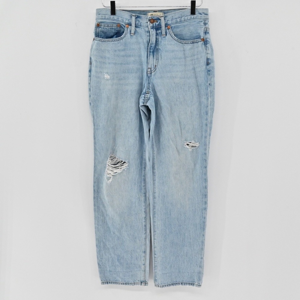 Madewell Relaxed Straight Leg Jeans Womens Size 26 Light Wash Distressed Cotton